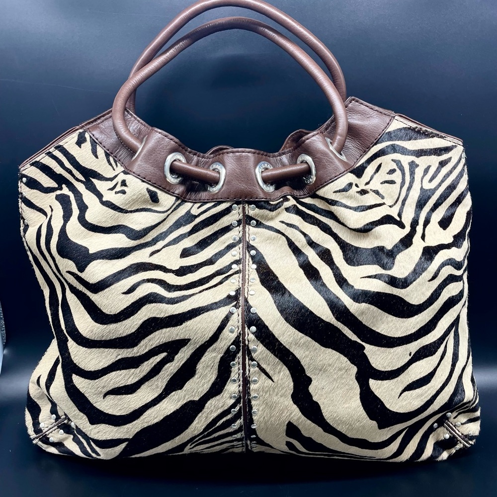 Michael Kors Black and Cream Zebra Print Tote